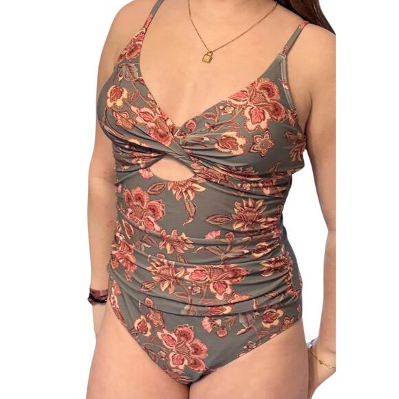 NEW Cupshe SWIMSUIT Womens LG One Piece Tummy Control V Neck Twist Cutout Ruched - Picture 11 of 12